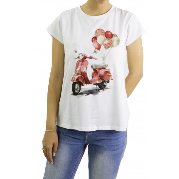 t shirt con vespa e palloncini 